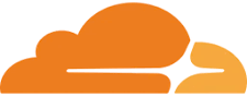 Logo of Cloudflare, featuring an orange cloud on a white background.