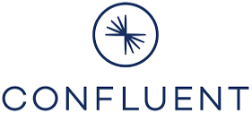 Logo of Confluent, featuring the word 'Confluent' in blue letters.