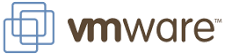 Logo of VMware, featuring the name in blue letters with a stylized green square.